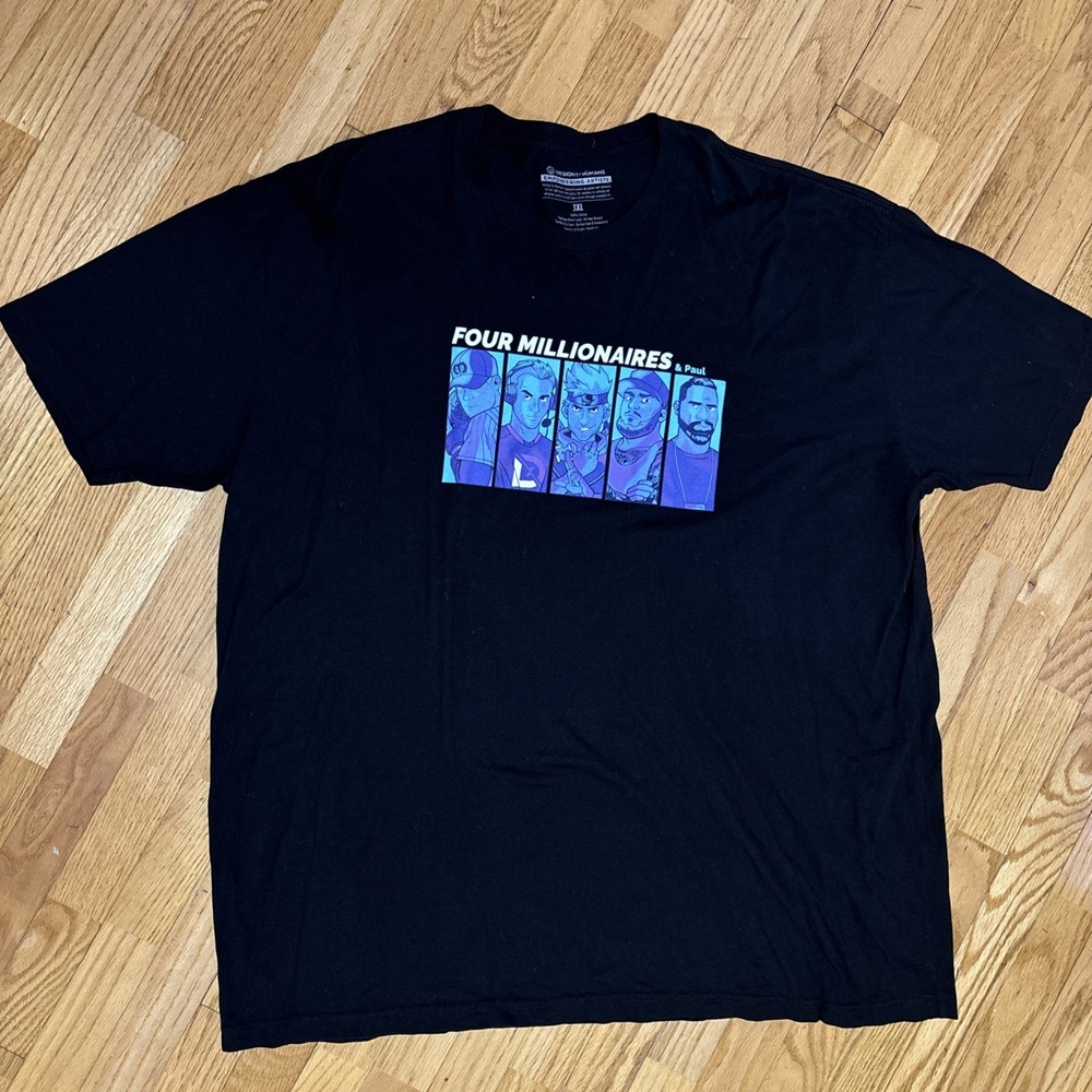 Design By Humans Shirt Mens L Black Four Millionaires‎ & Paul Twitch Gamers 3xl